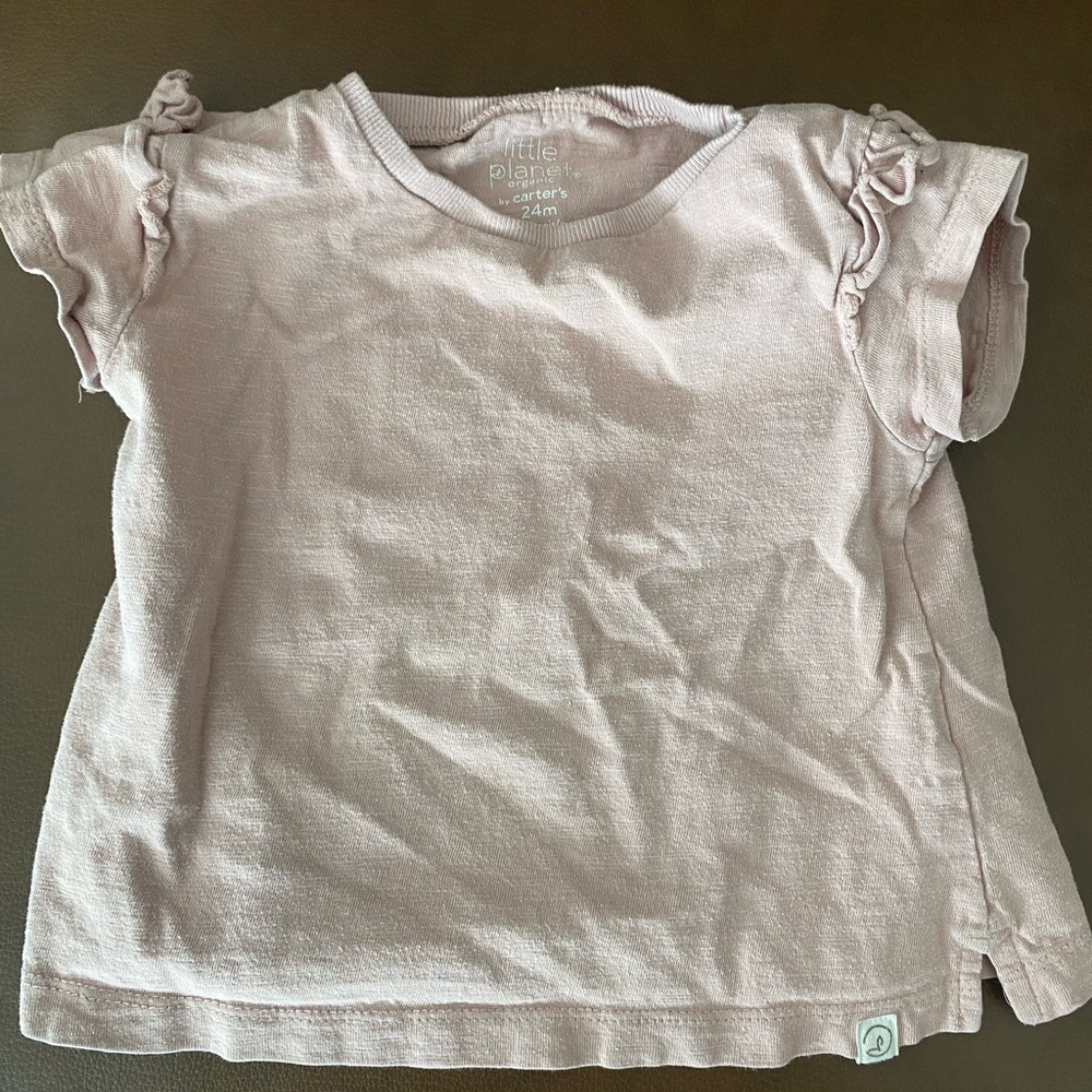 Carter's Little Planet Pink Ruffle Sleeve Shirt